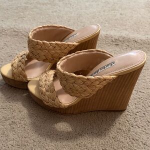 Charles David Beige Woven Wedges